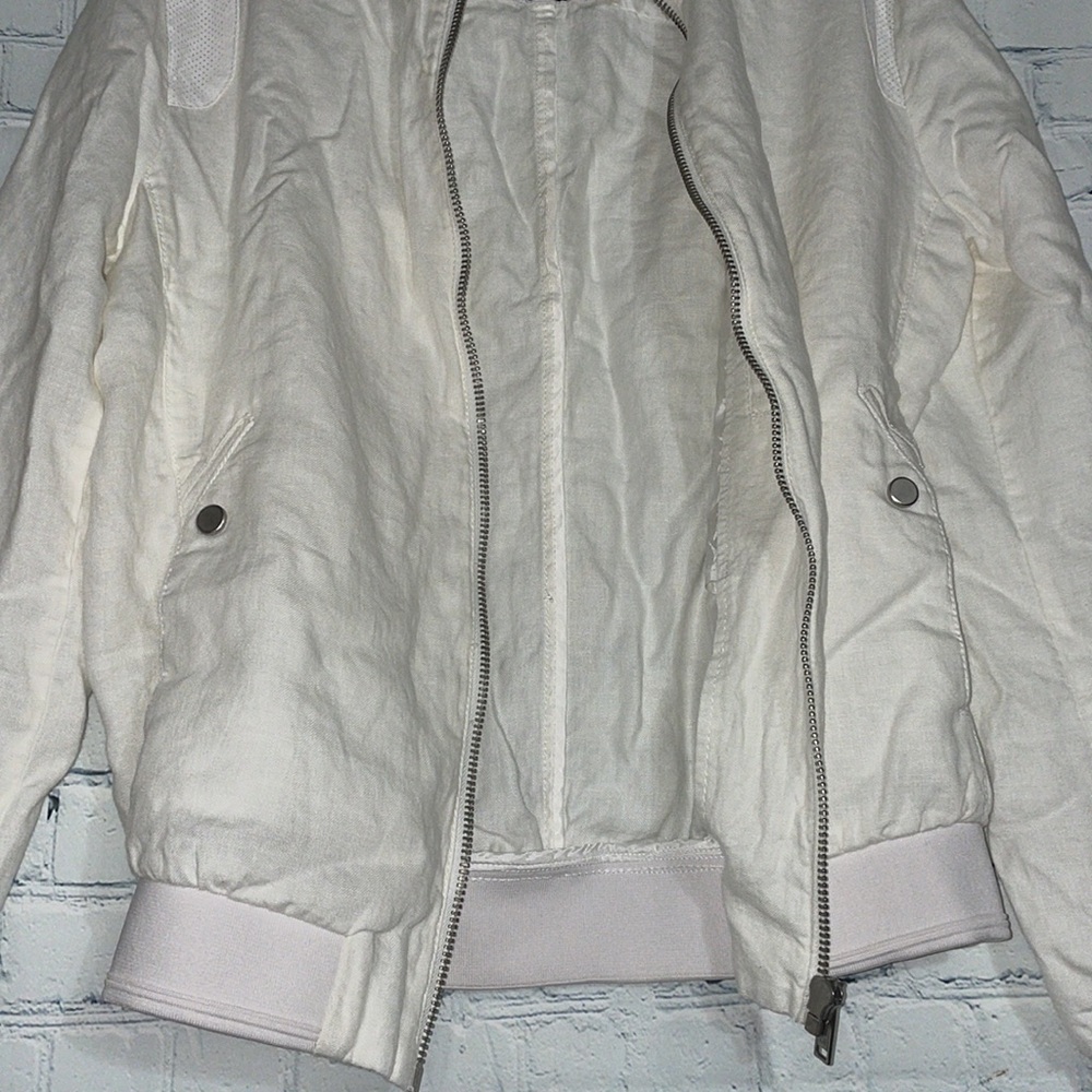 Zara Mens Basic Bomber Jacket White - image 5